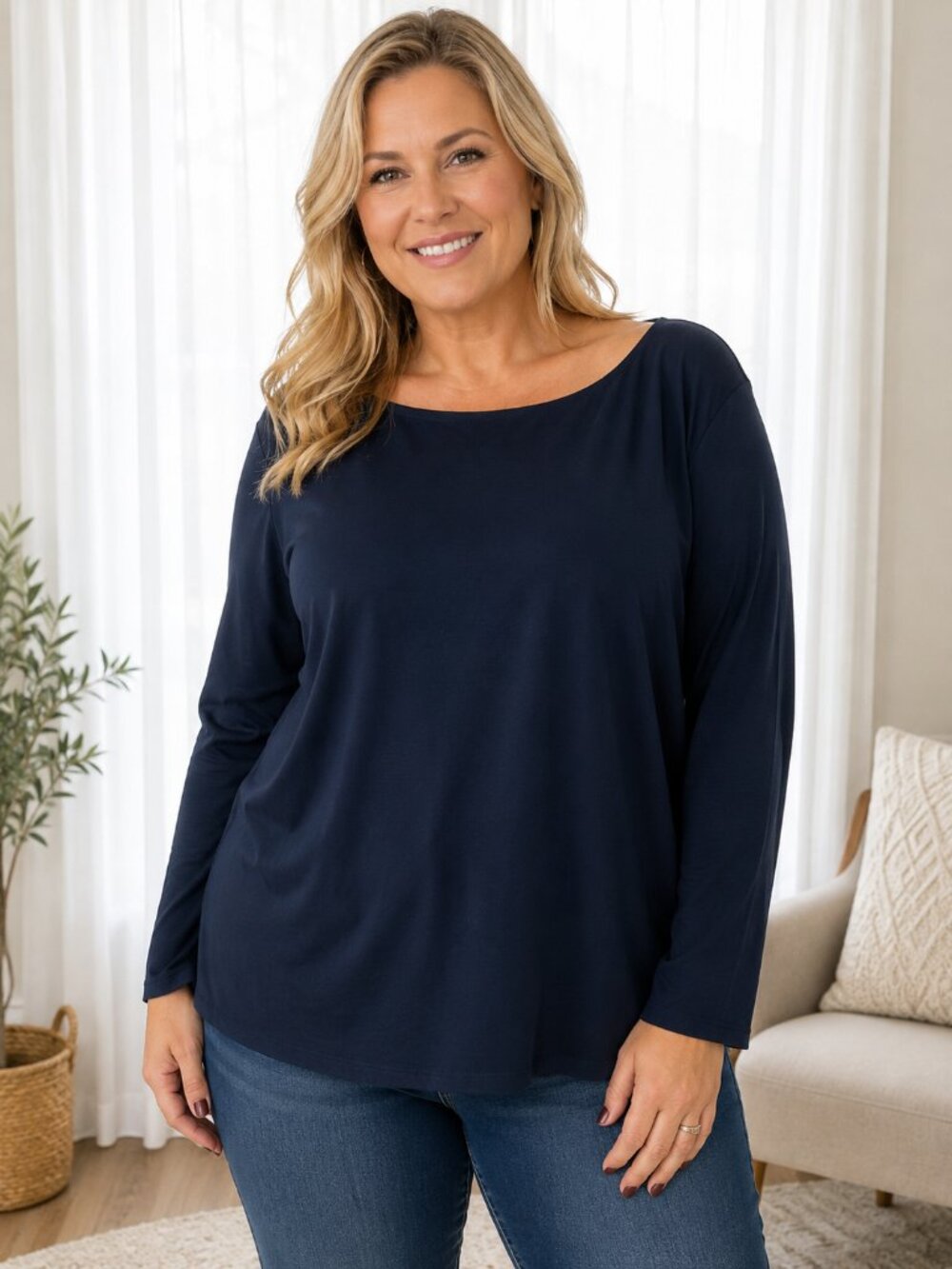 GAP Tee "Modern T" Long Sleeve Cotton/Model Navy XXL
